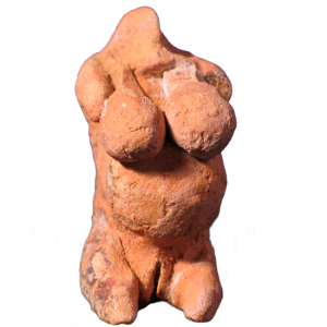 Female torso of lighly baked red clay (front), height 5.1cms  