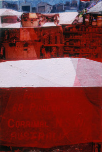 Nannu's Garage 1. 300x450mm. Acrylic and photograph on canvas. 2007.